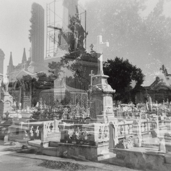 Gothic photo, Havana CUBA Habana Vieja, Halloween art, Holga double exposure, Necropolis, Cemetery Un cementerio / Un cimetière, Sundancing