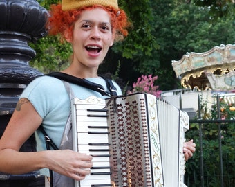 8x12 Fine Art Photo Accordionist Karla Mi Lugo | Montmartre Paris, Chanteuse Parisienne,Seine River France, Singing in Paris, StudioGauthier
