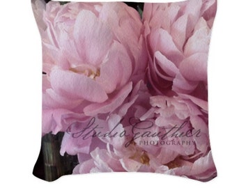 Designer pink peony pillow CASE dusty rose pillow | Pale pink peony pillow | Les Pivoines Roses