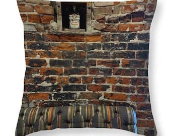 burnt umber Pillow case of bricks,  brown pillow cover,  mancave decor, urban loft decor, liquor decor liquor art, brown home decor