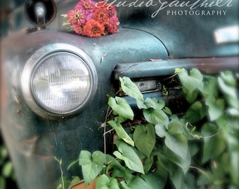 16x20 Fine Art Photo, 50s car, CarPorn Retro truck, Plymouth Chevy, Shabby Chic Classic Truck Ivy, rustic art, Old truck, Gift for dad