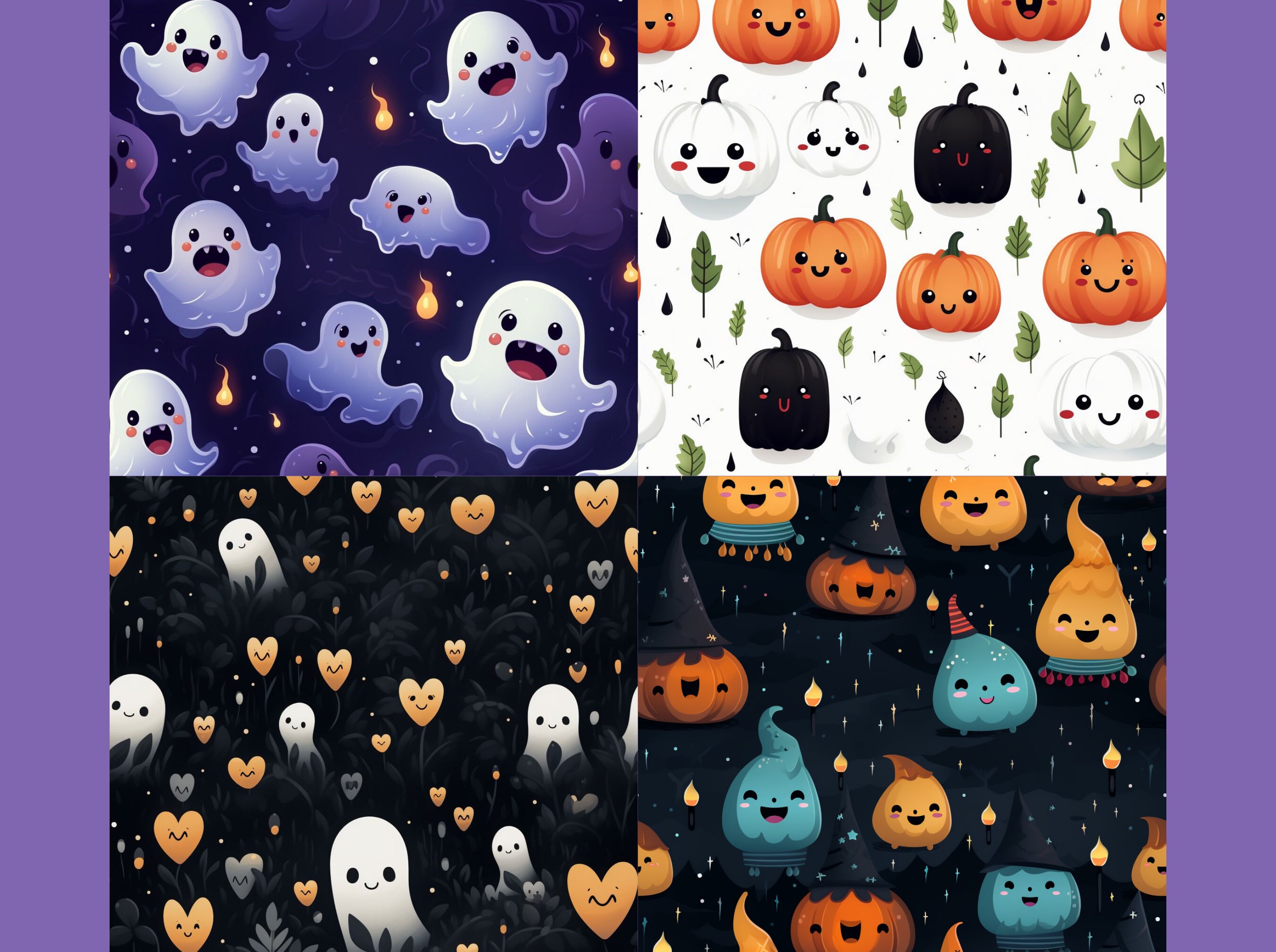PEEK-A-BOO Cute Halloween Patterns Digital Papers Seamless Digital ...
