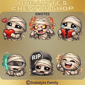 Emotki Twitch, Kick, Discord | Chibi Mummy | PAKIET DODATKOWYCH EMOTÓW | 5 statycznych i 3 animowane (2 dodatkowe animowane)