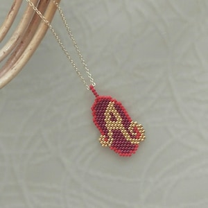 Regalo personalizado, regalo de cumpleaños, joyería personalizada, collar inicial Miyuki, colgante de letras con cuentas, regalo para mamá, collar rojo, para ella