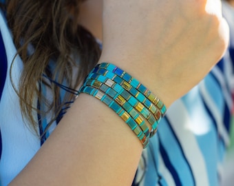 Pulsera de cuentas de tila de colores: tobillera ajustable y apilable