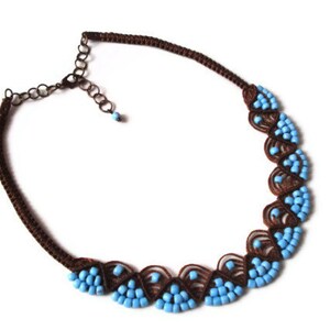 Macrame Necklace-Blue Necklace-Valentine&#39;s Day