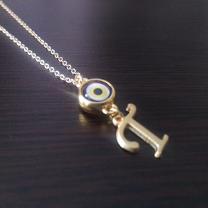 Collar personalizado de Evileye, collar inicial mínimo, regalos personalizados, regalo de San Valentín, para ella, regalo del día de la madre, para la mujer