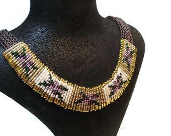 Colorful Necklace-Christmas Gift-Purple-Gold Yellow-Dark Green-Lilac-Cream