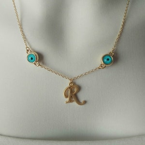 Collar de carta personalizado, collar inicial, joyería Evileye, collar minimalista, regalo de San Valentín, regalo del día de la madre, para ella