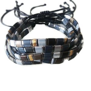 Colorful Glass Tile Beaded Bracelet, Tila Stack Bracelet, Tila Tile Anklet, Miyuki Bracelet, Colorblock Bracelet, Flat Bead Tile Bracelet