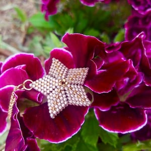 Miyuki Star Beaded Necklace: Handmade Gold Plated Pendant