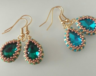 Crystal Drop Earrings: Handmade Miyuki Bead Dangle Earrings