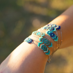 Blue Miyuki Bracelet, Blue Summer Jewelry, Miyuki Wristbands, Gift For Woman, For Her, Blue Bracelet, Bead Wristband, Beaded Boho Bracelet