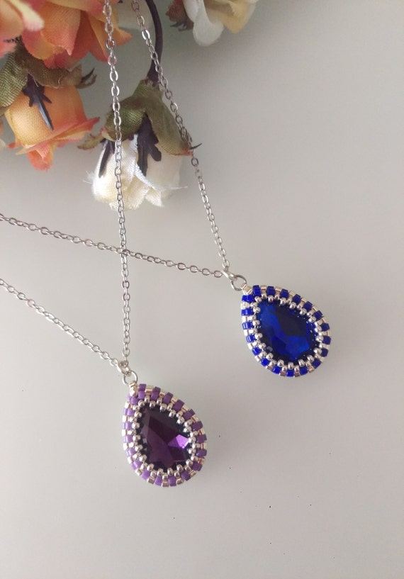 Handmade Crystal Drop Necklace: Regencycore Beaded Pendant