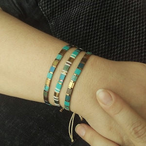 Colorful Tila Tile Beaded Bracelet: Adjustable Miyuki Stacking Bracelet