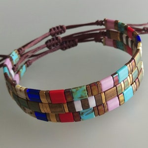 Summer Beach Jewelry, Adjustable Tila Colorful Bracelet, Tila Layered Bracelet, Friendship Bracelet, Gift For Friend, For Her, For Woman