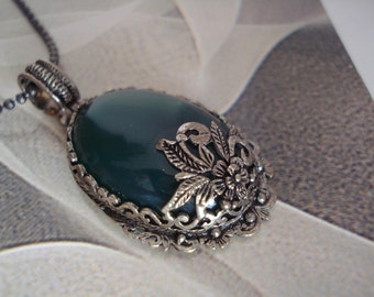 Green Necklace-Natural Stone Necklace-Green Natural Stone Necklace-Christmas Gift