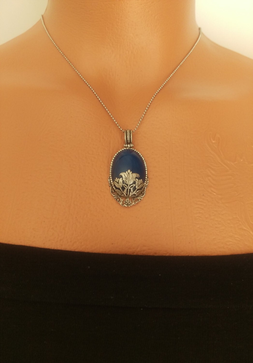 Cyber Week, Saxe Blue Lapis Pendant, Natural Stone Necklace