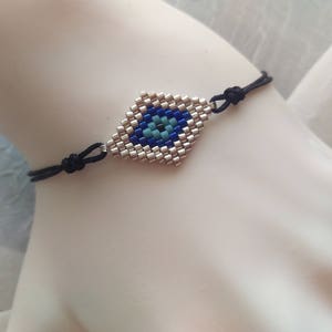 Silver Beadwork Bracelet, Blue and Silver Bracelet, Navy Blue Bracelet, For Her, Mother&#39;s Day Gift