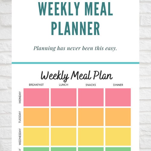 Weekly Meal Plan pastels Digital File | Etsy