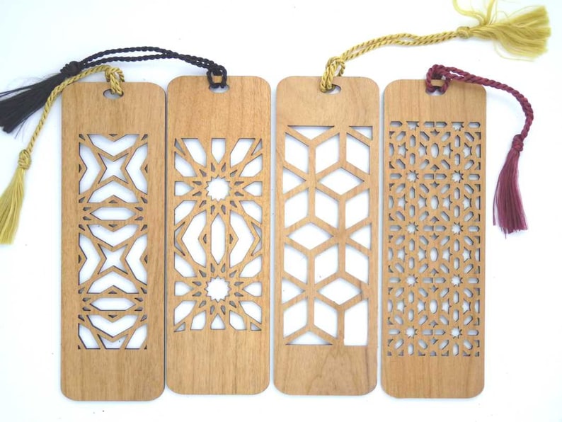 4 Custom Laser Cut Wooden Bookmark All Four Cutouts Etsy