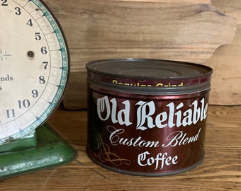 Old Reliable Coffee and Tea Tin Tin Vintage Dayton Spice Mills Co