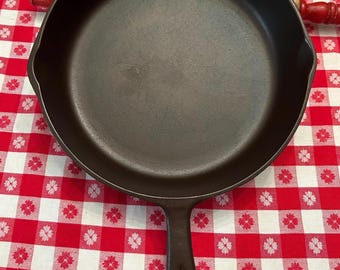 Restored No. 7 A BSR Vintage Cast Iron Skillet w Heat Ring, Red Mountain Series, 10 inch Frying Baking Searing Pan