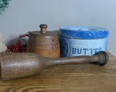 Vintage Wood Masher, Aged Wooden Potato Herb Smasher, Rustic Farmhouse Kitchen, Primitive Prim Cabin Decor