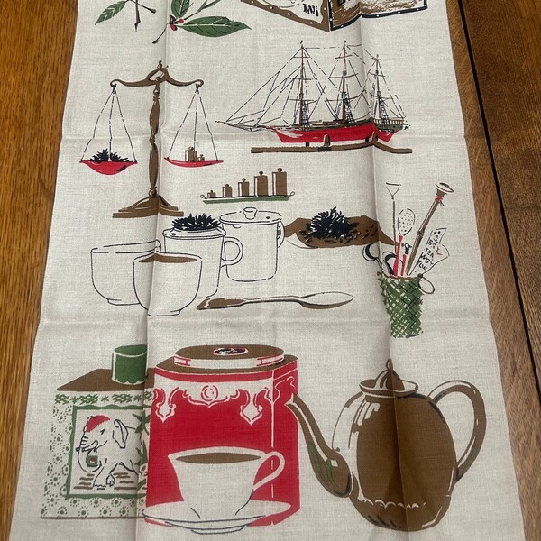 Vintage Toile Teapot Linen Towel main image 0