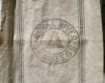 Vintage Grain Sack, ROYAL RIVER, Heavy Cotton, CUTTER Repurpose Upcycle Project, Farmhouse Decor