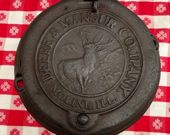 Antique Deere & Mansur Cast Iron Corn Planter Lid, 1890's Moline IL Farm Implement Collection