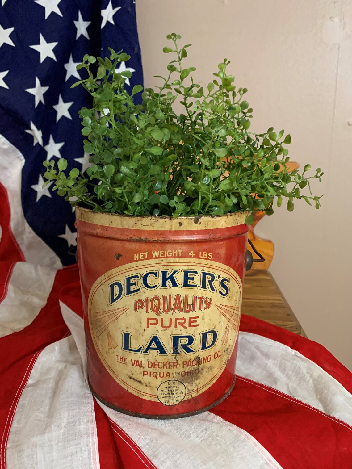 Red Lard Pail Can Vintage Decker's Piqua Ohio 4 lb Size Etsy