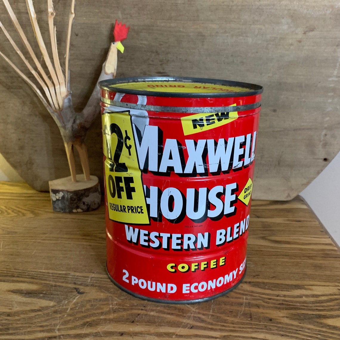 Red Maxwell House Western Blend Coffee Tin Vintage 2 lb metal | Etsy
