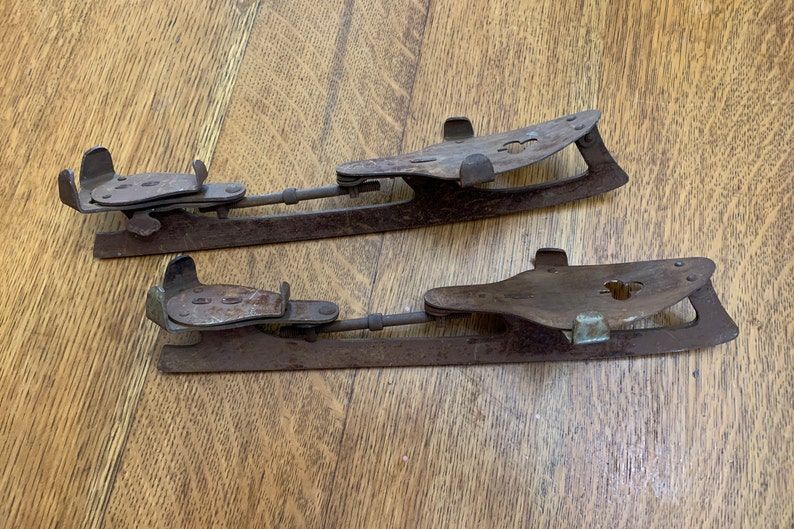 Antique Metal Ice Skates Union Hardware Torrington Conn Etsy