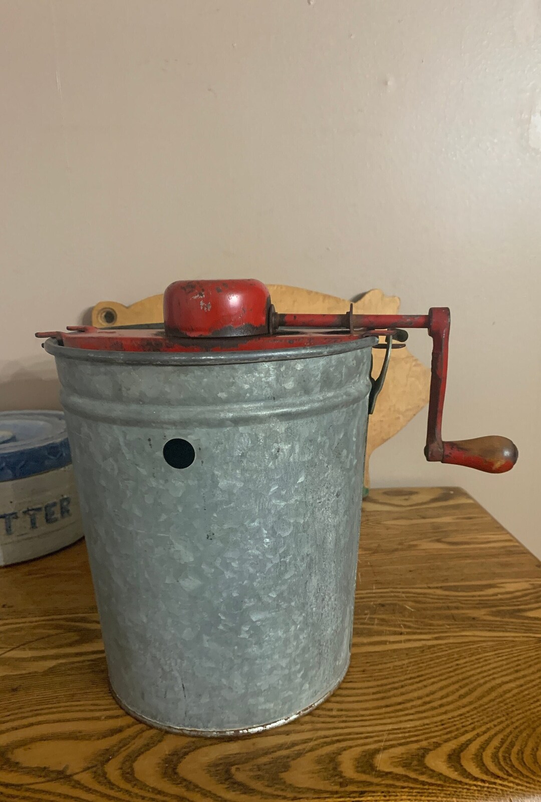 Vintage Hand Crank Ice Cream Freezer Rustic Galvanized Bucket Etsy