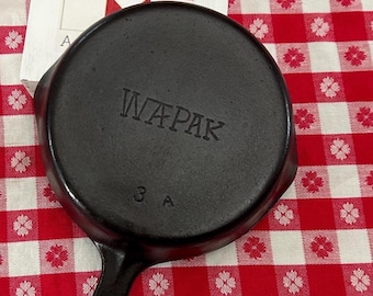 Small No. 3 Antique Wapak Cast Iron Skillet, 6.25 inch Diameter, Restored Frying Pan
