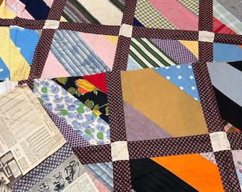 Paquete de secciones y bloques superiores de colcha con patchwork de papel, proyecto de costura de acolchado vintage de los años 50