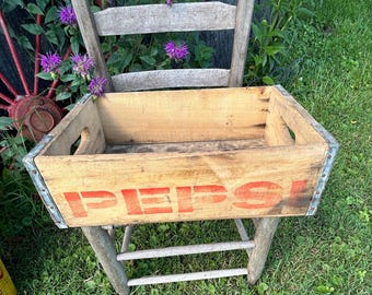 Vintage Pepsi Crate, Wooden Soda Pop Case, Storage Display, Rustic Wood Box