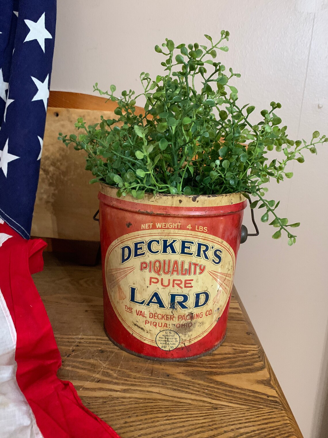 Red Lard Pail Can Vintage Decker's Piqua Ohio 4 lb Size Etsy