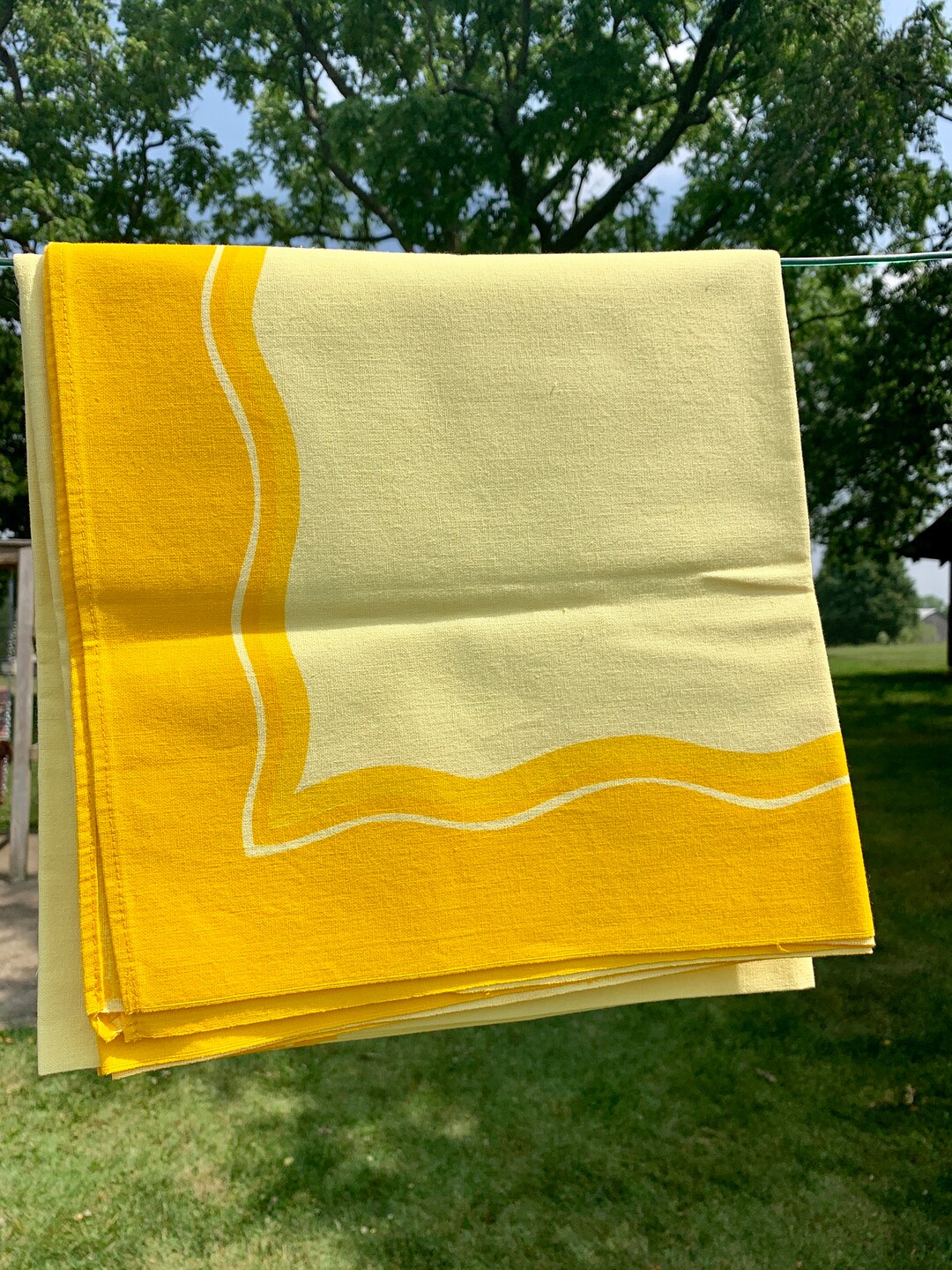 Vintage VERA Tablecloth UNUSED Vivid Orange/yellow & Yellow Etsy