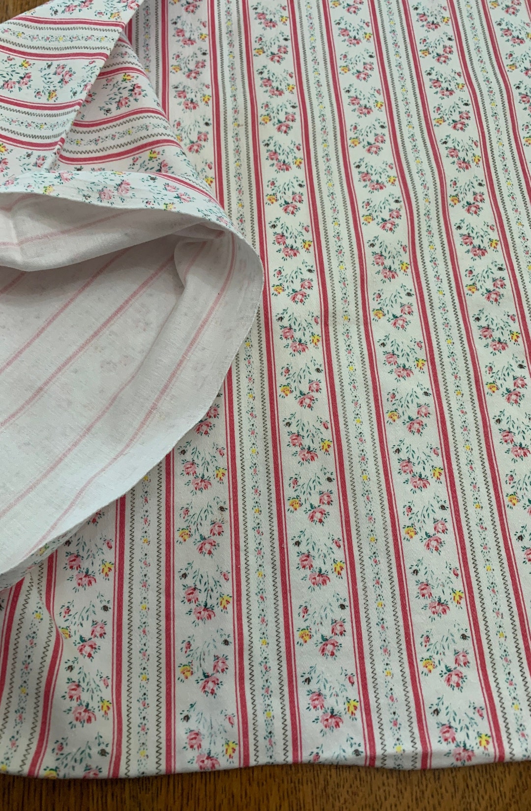 Vintage Cotton Pillow Tick, Striped Pink White Strong Cotton Cover