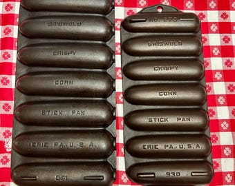 Vintage LARGER No. 283 Griswold Cast Iron Corn Stick Pan, Restored Erie PA USA 931, Cornstick Cornbread