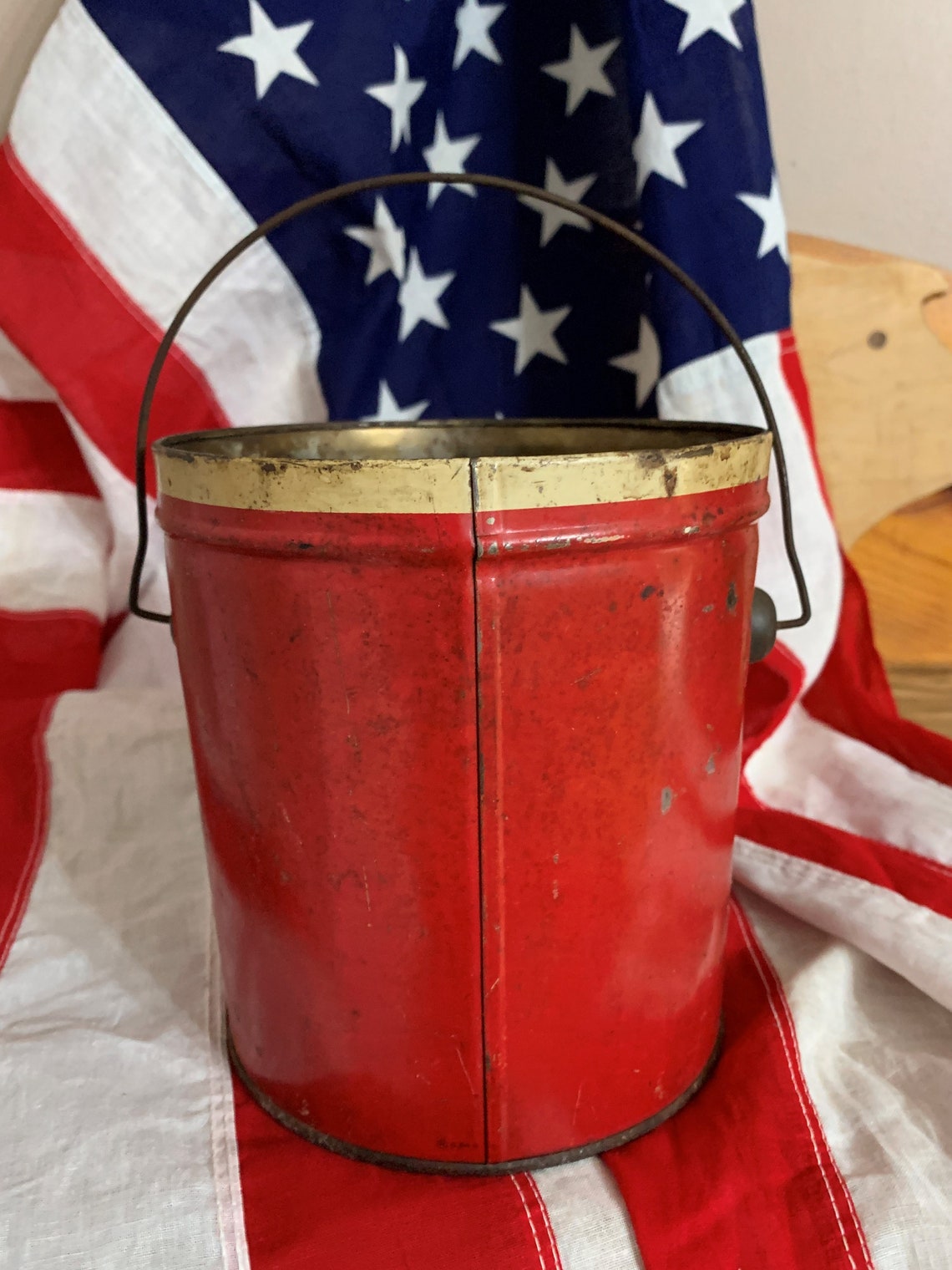 Red Lard Pail Can Vintage Decker's Piqua Ohio 4 lb Size Etsy