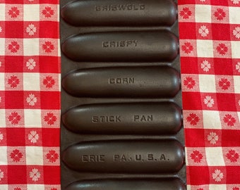 Griswold Cast Iron Crispy Corn Stick Pan, Vintage No 273 Erie PA USA 930, Seven Cornsticks, Cornbread Baking, Gift for Camper or Collector