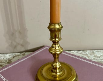 Vintage Brass Candlestick 6 inch Candle Holder, Virginia Metal Crafters Raleigh Pattern, Classic Home Decorating