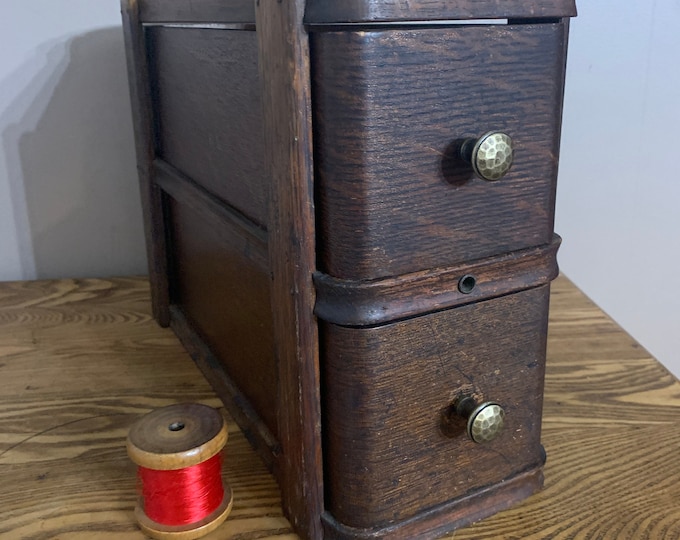Antique Sewing Machine Drawers, Two Stacked Oak Wood Treadle Machine