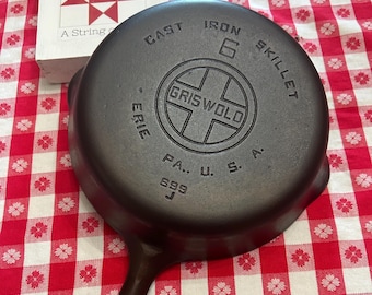 Vintage Griswold #6 Large Block Logo Cast Iron Skillet 699, Restored 9 inch Frying Pan