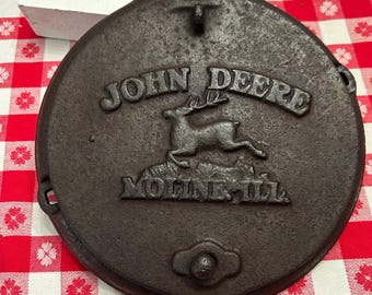 Antique John Deere Cast Iron Corn Planter Lid, Moline IL Farm Implement Collection