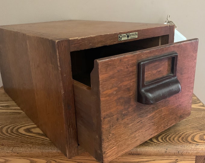 Vintage GLOBE WERNICKE Wooden Card Catalog File Drawer Cincinnati Ohio