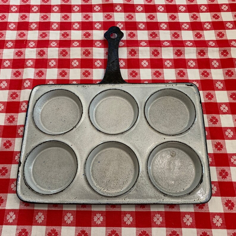 Antique Pilsen Cast Iron Enamel Egg Poacher 6 Cup Marked Etsy